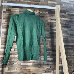 Pull col roulé vert