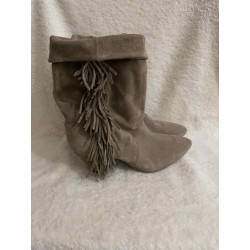 Boots beige frangées