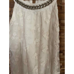 Embroidered off-white tank top