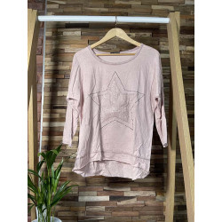 Pull léger rose étoile