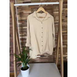 Beige oversized embossed shirt