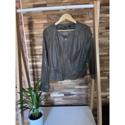 Coated look khaki jacket